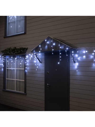 Гирлянда «Бахрома» 12×0.7 м, IP44, УМС, белая нить, 240 LED, свечение белое, 220 В