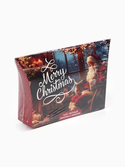 Чай новогодний подарочный, черный Merry Christmas, со вкусом облепихи с имбирем, 20 г