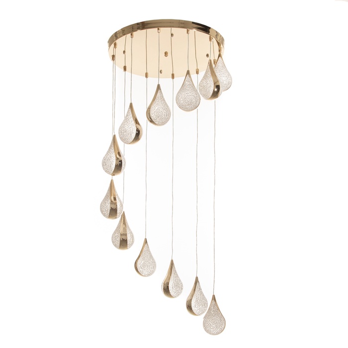 Светильник-каскад «Капли» LEd=132 Вт 3000-6000К золото 48×48×280 см