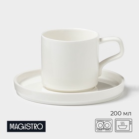 Чайная пара Magistro Modern, 220 мл, 15×15×8 см, фарфор, белая 10219403