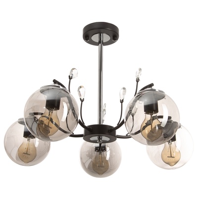 Люстра потолочная BayerLux «Ариса», 5хЕ27, 40 Вт, черно-серебристый, 60×60×40 см