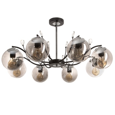 Люстра потолочная BayerLux «Ариса», 8хЕ27, 40 Вт, черно-серебристый, 80×80×40 см