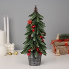 Искусственная ёлка литая настольная «Зимнее волшебство. С ягодками, в горшочке», 33×8.5 см, ветки отгибаются - Фото 2