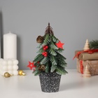 Искусственная ёлка литая настольная «Зимнее волшебство. С ягодками, в горшочке», 22×7.5 см, ветки отгибаются - Фото 1