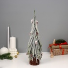 Искусственная ёлка заснеженная настольная «Зимнее волшебство. Длинные ветки» горшочке, 38 см, с шишками, ветки литые отгибаются - Фото 2