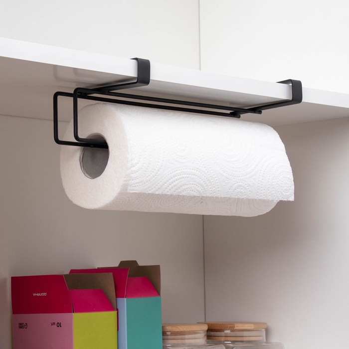 Держатель для полотенец навесной Доляна, 27×7.5×9.5 см, чёрный - Фото 1