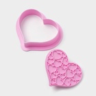 Печати для теста и мастики Доляна «Сердечки», пластик, набор 6 предметов: пресс, печать 5 шт., розовые - Фото 7