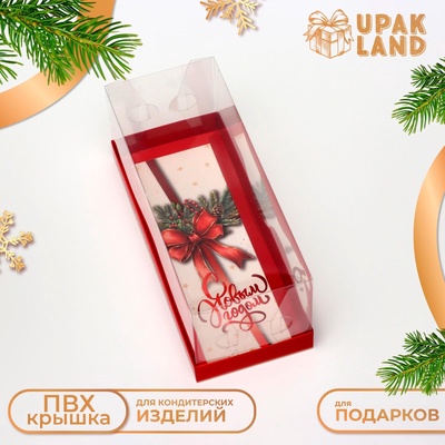 Коробка с прозрачной крышкой под рулет «С Новым годом», 30×12×12