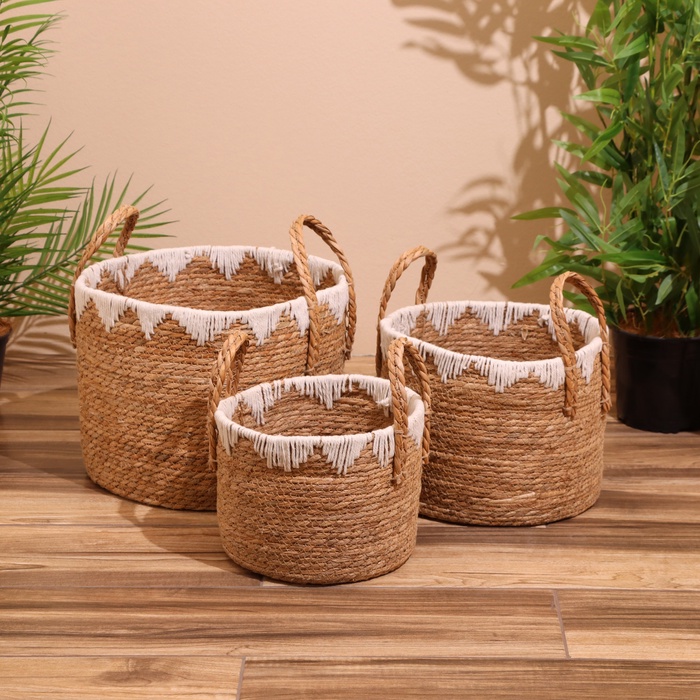 Набор плетёных корзин, 3 шт., 35×35×30 см - Фото 1
