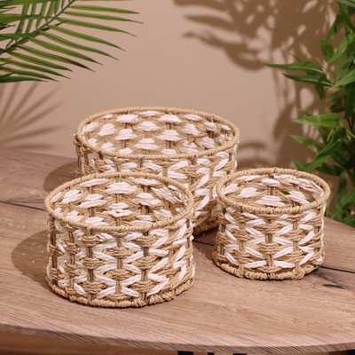 Набор плетёных корзин, 3 шт., 23×19×15 см