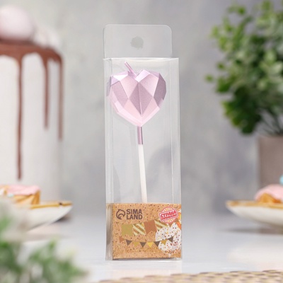 Свеча для торта «Сердце», розовое золото