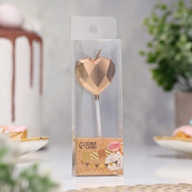 Свеча для торта «Сердце», шампань (комплект 3 шт)