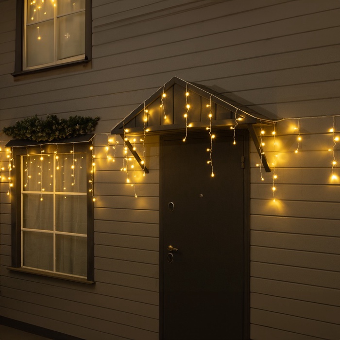 Гирлянда «Бахрома» 6 × 0.7 м, IP44, УМС, белая нить, 120 LED, свечение тёплое белое, 220 В - Фото 1