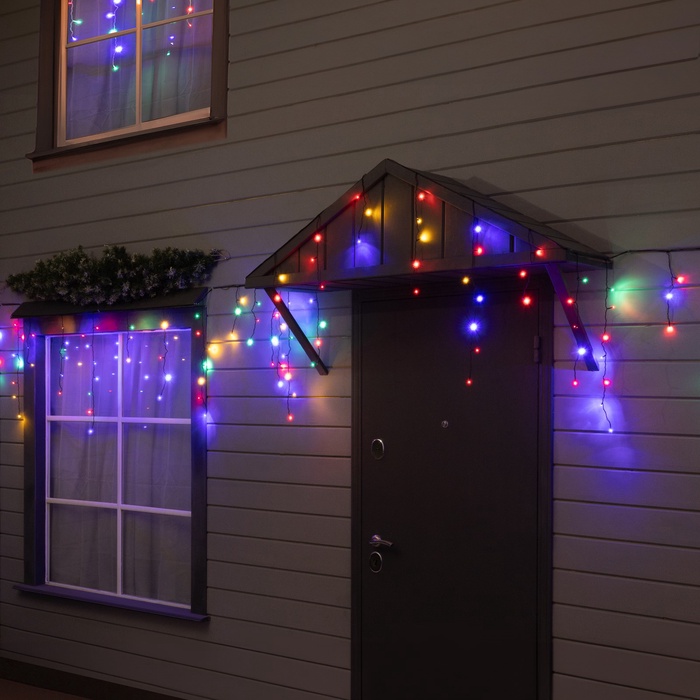 Гирлянда «Бахрома» 6 × 0.7 м, IP44, УМС, тёмная нить, 120 LED, свечение мульти, 220 В - Фото 1