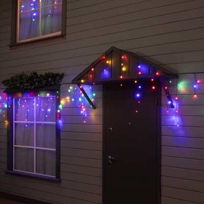 Гирлянда «Бахрома» 25 × 0.7 м, IP44, УМС, тёмная нить, 450 LED, свечение мульти, 220 В