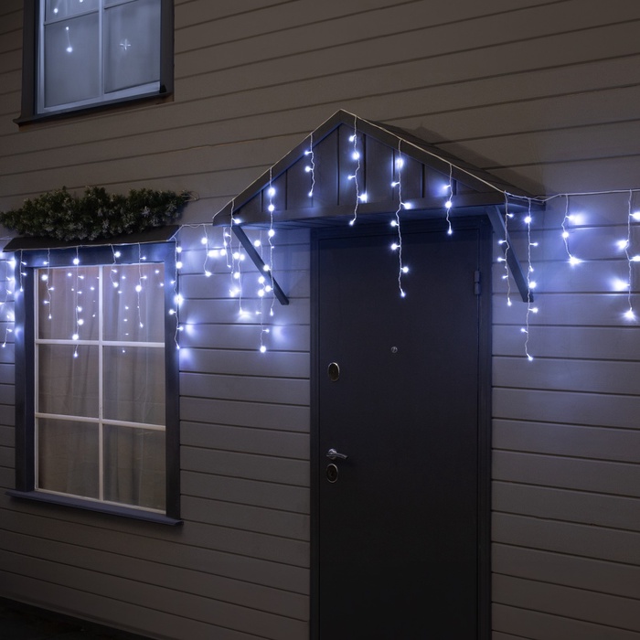 Гирлянда «Бахрома» 25×0.7 м, IP44, УМС, белая нить, 450 LED, свечение белое, мерцание, 220 В