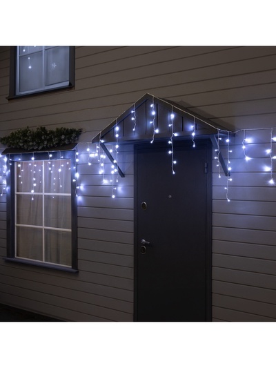 Гирлянда «Бахрома» 25×0.7 м, IP44, УМС, белая нить, 450 LED, свечение белое, мерцание, 220 В
