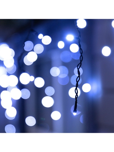 Гирлянда «Бахрома» 6×0.7 м, IP44, УМС, тёмная нить, 120 LED, свечение белое, мерцание, 220 В