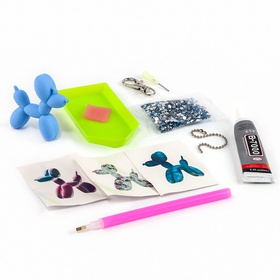 Алмазная мозаика на брелоке "Собачка" светло-голубой