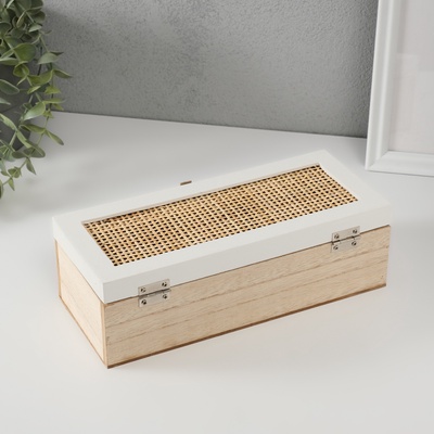 Шкатулка для чая с делениями «Корзинное плетение», дерево, 10×23.5×7 см