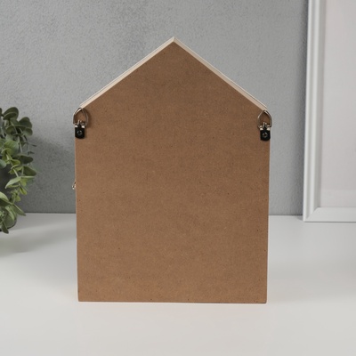 Ключница настенная «Двухэтажный дом с цветами», дерево, 6 крючков, 6×20×27.5 см