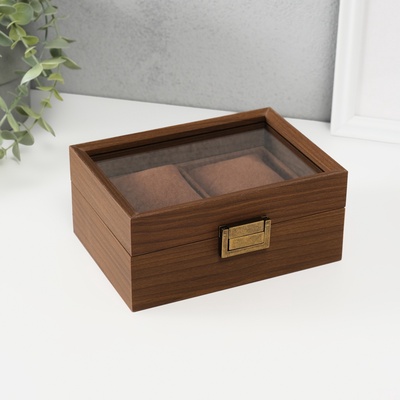 Шкатулка для часов 2 деления «Стиль», дерево, коричневая, 11×16.5×7.5 см