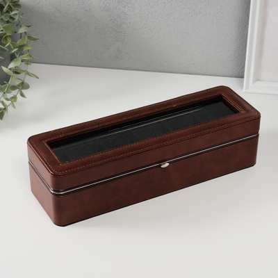Шкатулка для часов 6 отделений «Коричневая», искусственная кожа,9.5×30.5×8 см