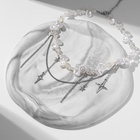 Чокер-колье многослойный «Звёздочки», жемчужные бусины, белый в серебре - Фото 4