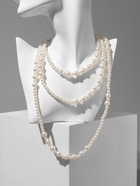 Бусы многослойные «Жемчуг», шар 4+8, цвет белый в серебре 150 см - фото 809608754