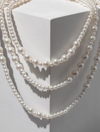 Бусы многослойные «Жемчуг», шар 4+8, цвет белый в серебре 150 см - фото 809608755