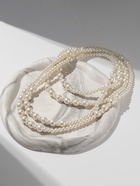 Бусы многослойные «Жемчуг», шар 4+8, цвет белый в серебре 150 см - фото 809608756