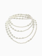 Бусы многослойные «Жемчуг», шар 4+8, цвет белый в серебре 150 см - фото 809608750