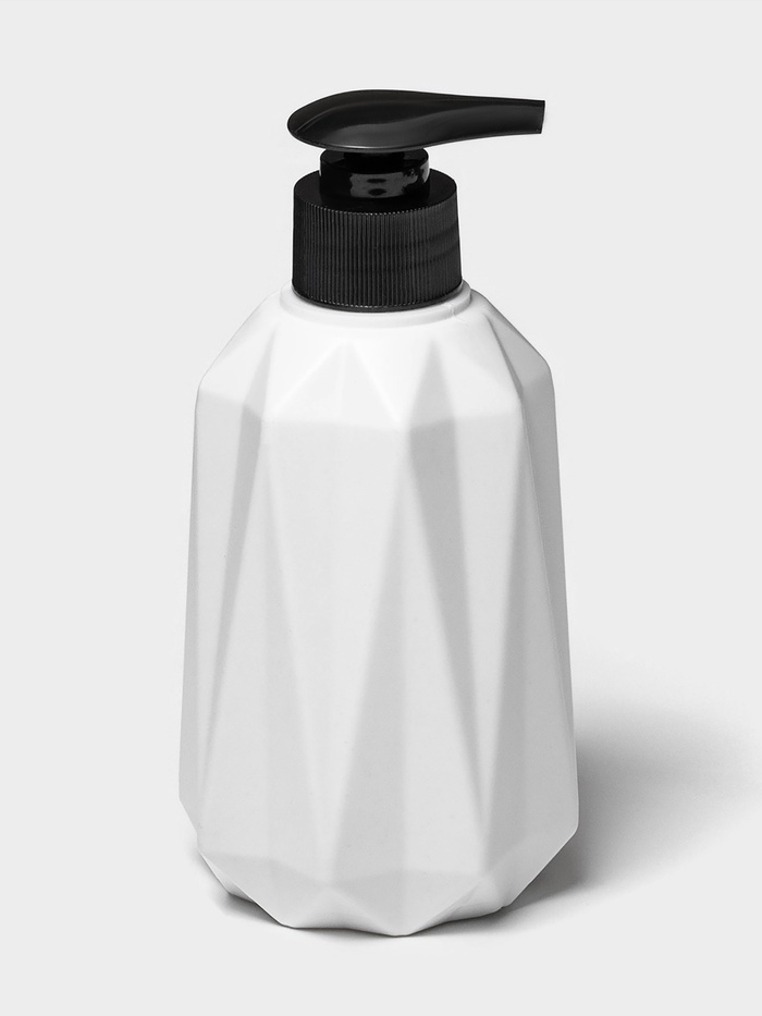 Дозатор для мыла «Грани», 350 мл, пластик, 7.8×7.8×15.5 см, белый - Фото 1