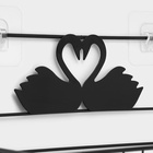 Полка для ванной Доляна, двухъярусная, 4 крючка, 47×25×14 см, чёрная - Фото 5