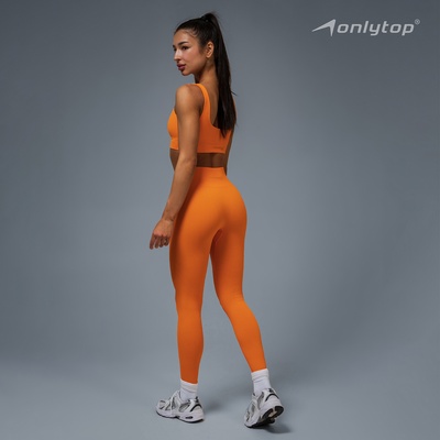 Легинсы женские спортивные в рубчик ONLYTOP, размер 46 (L), цвет абрикосовый