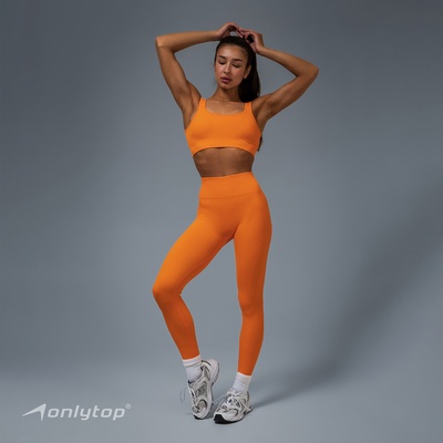 Легинсы женские спортивные в рубчик ONLYTOP, размер 44 (M), цвет абрикосовый