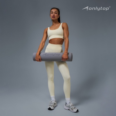 Легинсы женские спортивные в рубчик ONLYTOP, размер 44 (M), бежевые