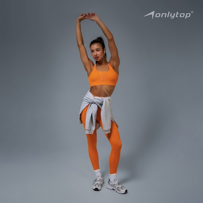 Легинсы женские спортивные в рубчик ONLYTOP, размер 42 (S), цвет абрикосовый