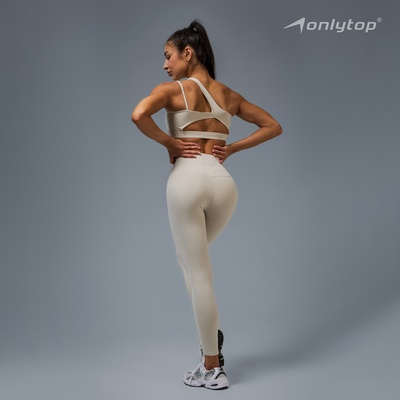 Легинсы женские спортивные ONLYTOP Base, размер 44 (M), бежевые