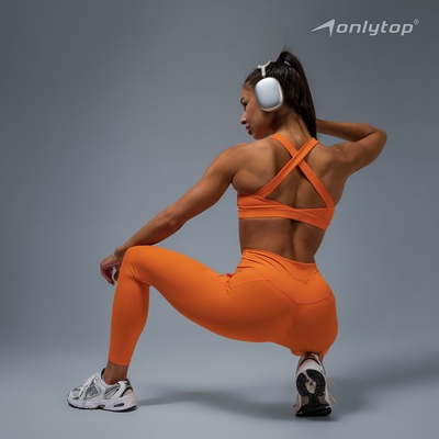 Легинсы женские спортивные ONLYTOP Comfort, размер 42 (S), оранжевые