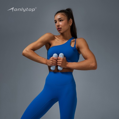 Топ спортивный ONLYTOP Asymmetry, размер 44 (M), синий