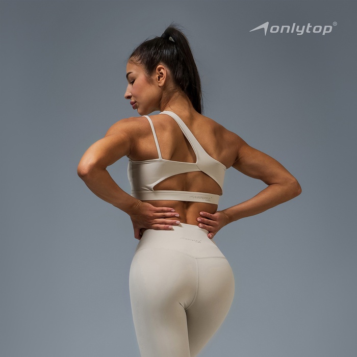 Топ спортивный ONLYTOP Asymmetry, размер S, бежевый