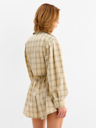 Костюм женский (блузка, шорты) MINAKU: Casual Collection, бежевая клетка, размер 42