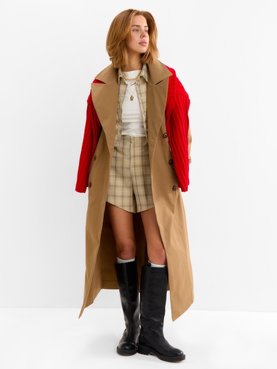 Костюм женский (блузка, шорты) MINAKU: Casual Collection, бежевая клетка, размер 42