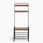 Прихожая напольная «Клик Мебель. София», с обувницей, с крючками, 1841×345×721 мм, цвет рустик браун/чёрный - Фото 2