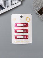 Заколки для волос QF «Хэдли», набор 3 шт., прямой, 5 см, розовые - Фото 1