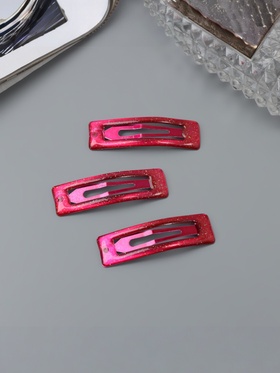 Заколки для волос «Хэдли», набор 3 шт., прямой, 5 см, розовые (комплект 6 шт)