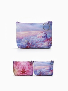 Кошелёк-монетница на молнии 12?2.5?8.5 см, с принтом, МИКС (комплект 2 шт)