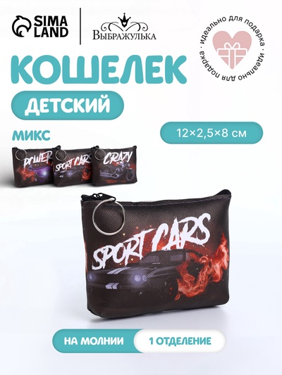 Кошелёк детский «Гонки», для мальчика, монетница, на молнии, МИКС
