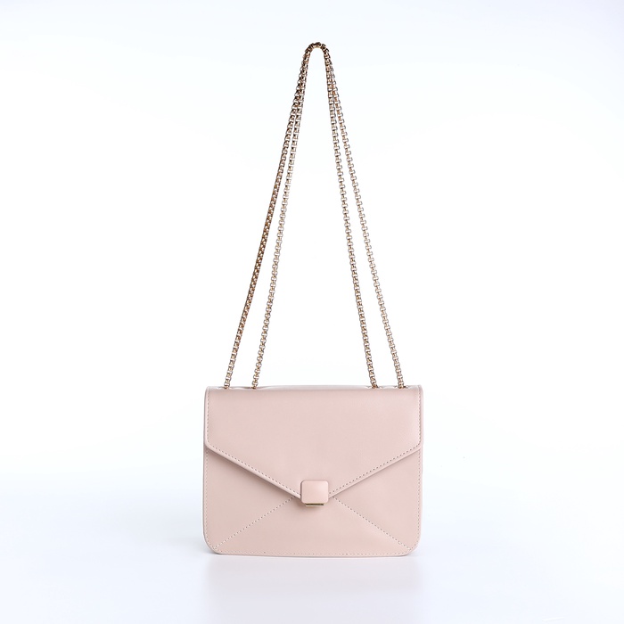 Сумка женская мессенджер на магните, 20×6×13 см, бежевая - Фото 1